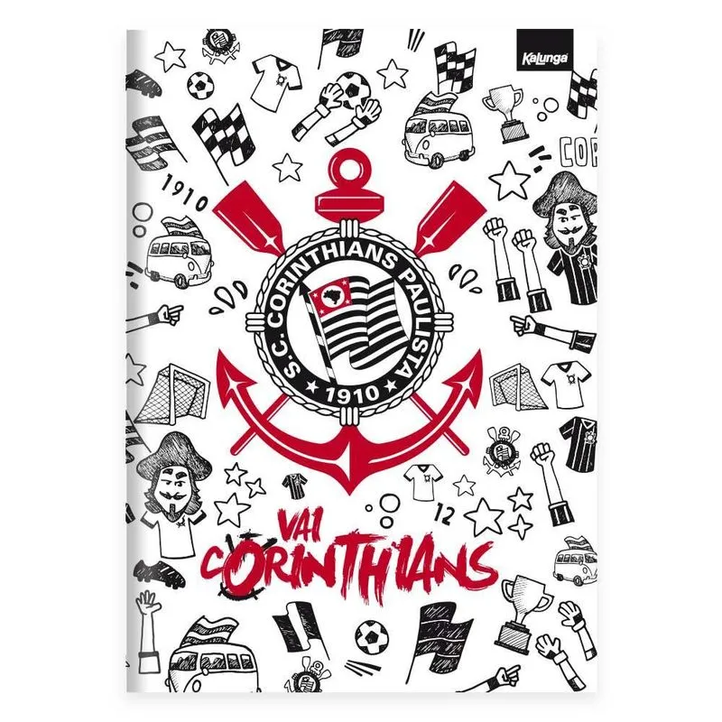 Caderno Universitário Capa Dura Brochura Costurado 80 Folhas Corinthians Spiral