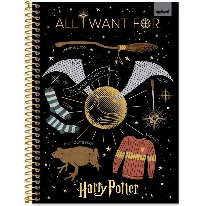 Caderno Universitário Capa Dura 1 x 1 80 Folhas Harry Potter 2519686 Spiral Hpt