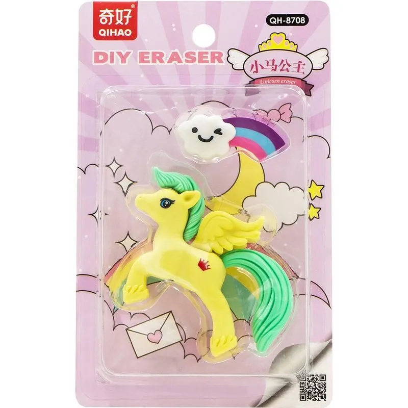 Borracha fantasia Unicórnio Amarelo QH-8708 Spiral Kids