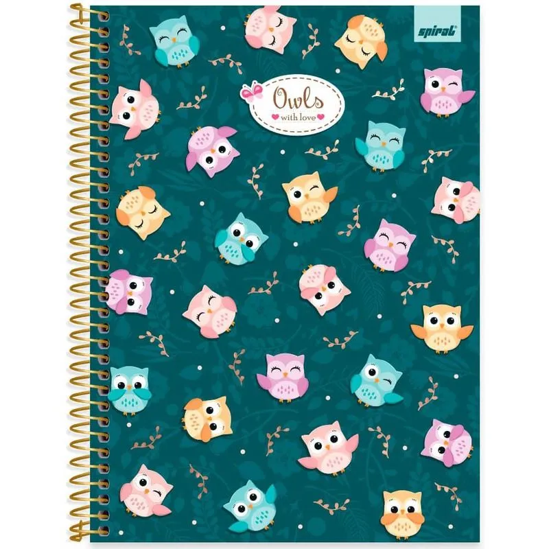 Caderno univ. Capa dura 1x1 80fls Corujinhas 2520286 Spiral Cor pt 1 un