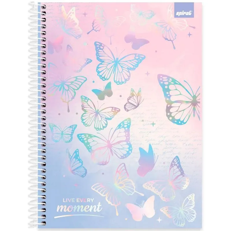 Caderno Universitário Capa Dura 1 x 1 80 Folhas Flutter 2520347 Spiral Flu