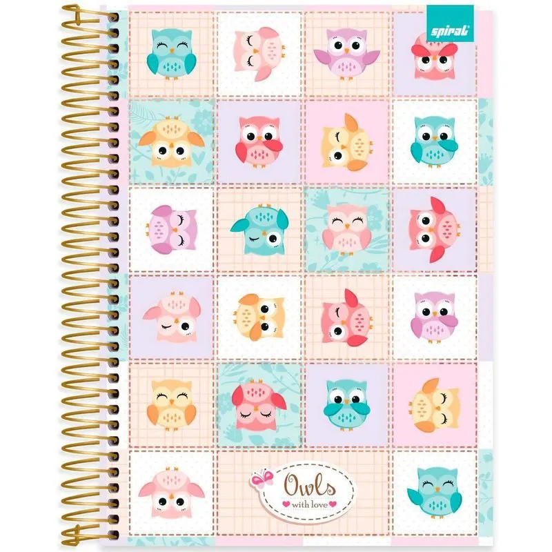 Caderno univ. Capa dura 10x1 160fls Corujinhas 2520484 Spiral Cor pt 1 un
