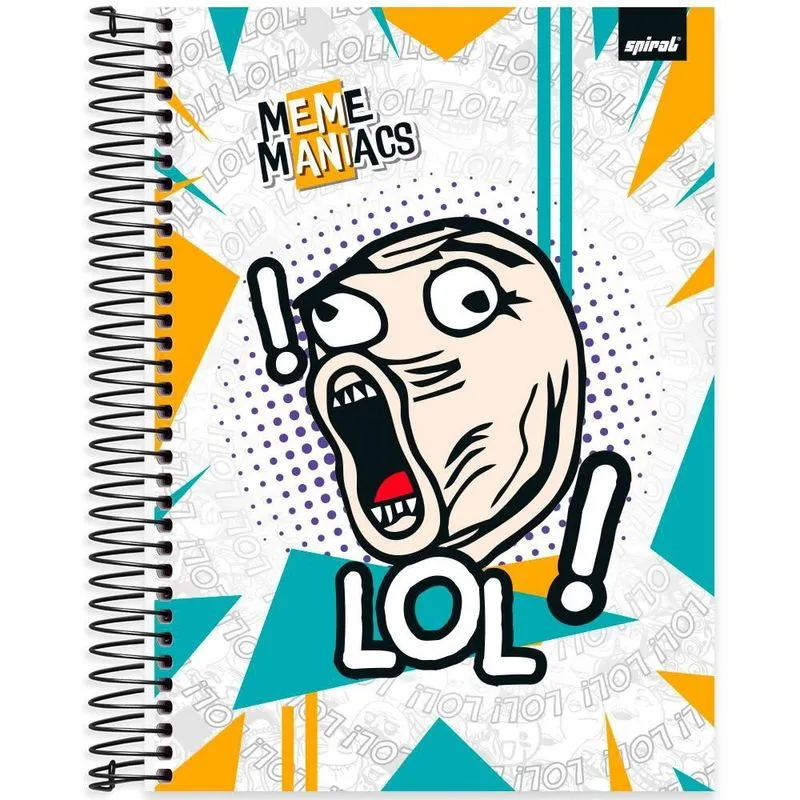 Caderno Universitário Capa Dura 10 x 1 160 Folhas Meme Maniacs 2520576 Spiral Mm - pt 1 un