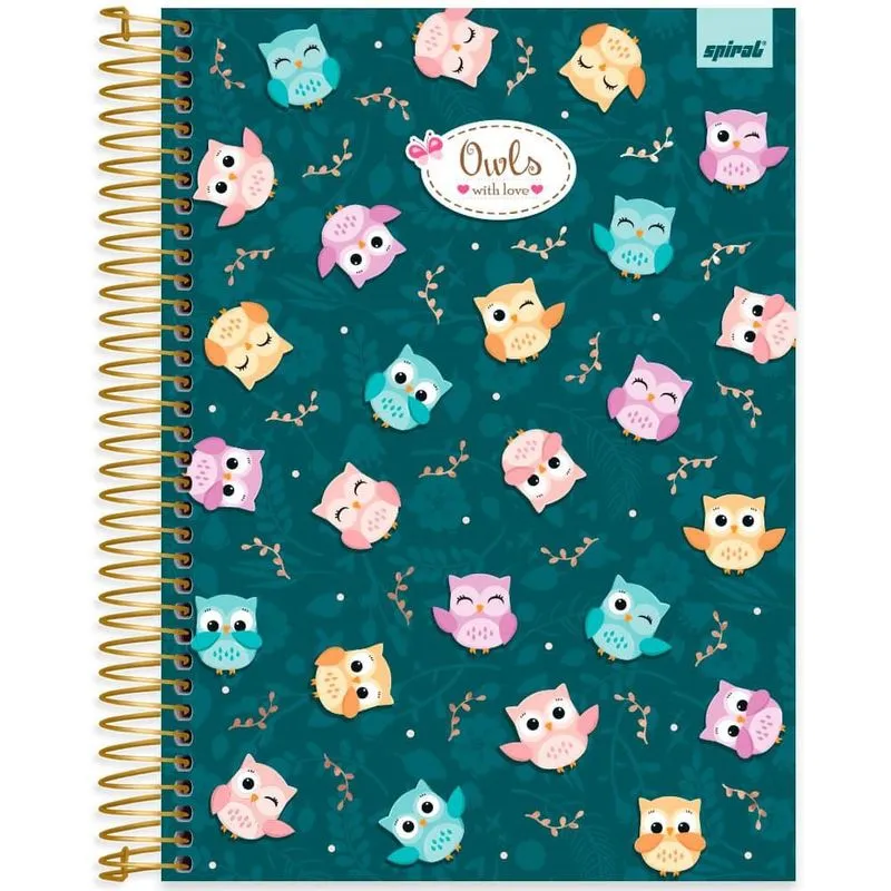 Caderno univ. Capa dura 15x1 240fls Corujinhas 2520644 Spiral Cor pt 1 un