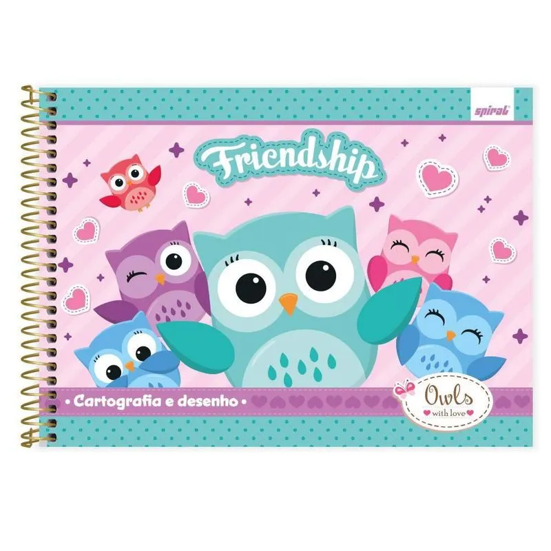 Caderno cartografia capa dura 80fl Corujinhas 2520880 Spiral Cor pt 1 un