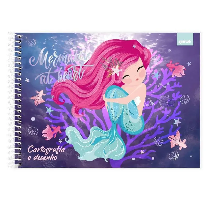 Caderno cartografia capa dura 80fls Sereia 2520934 Spiral Ten pt 1 un