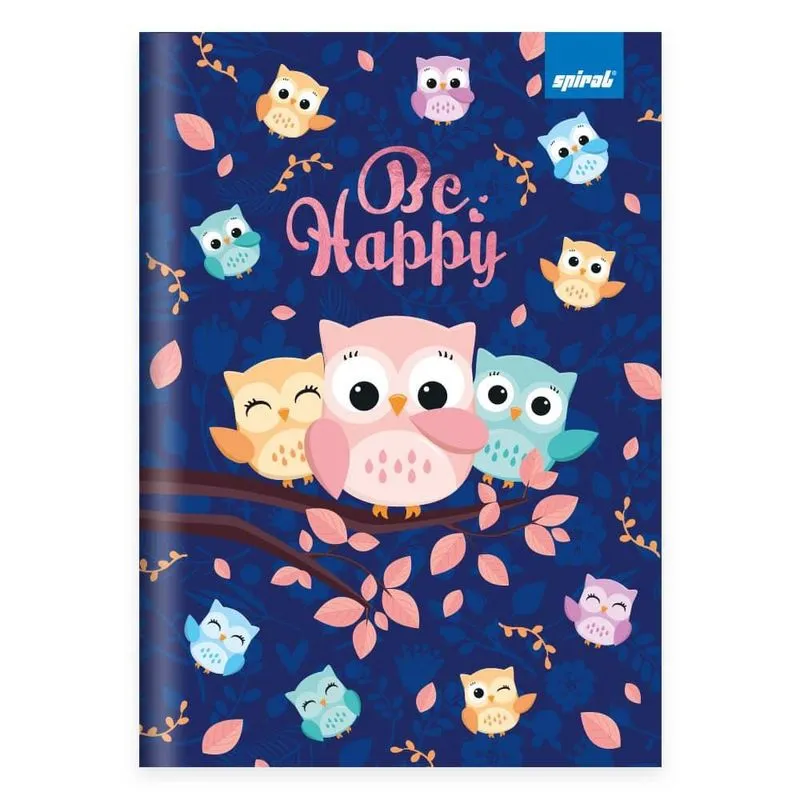 Caderno 1-4 c. D. costurado 80fls Corujinhas 2520958 Spiral Cor pt 1 un