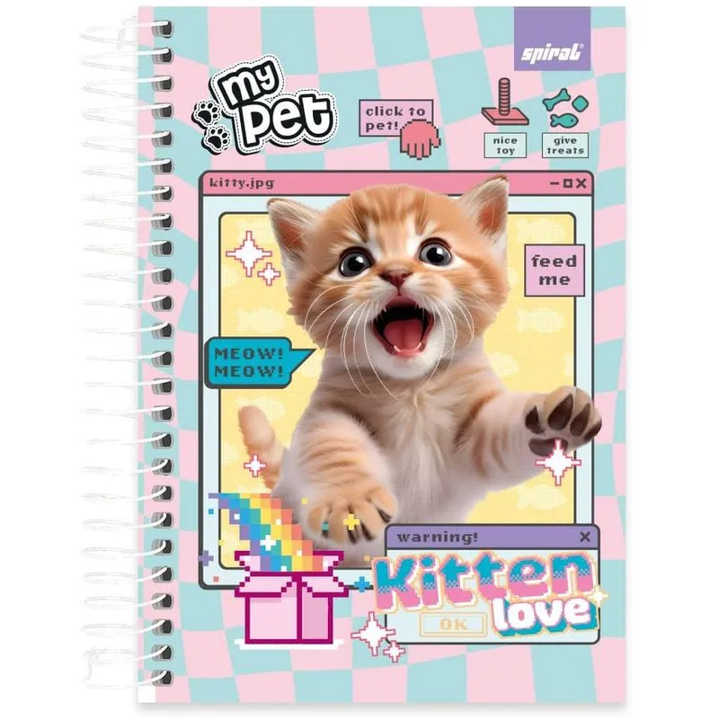 Caderno 1-4 espiral capa dura 80fls My Pet 2521085 Spiral Pet pt 1 un