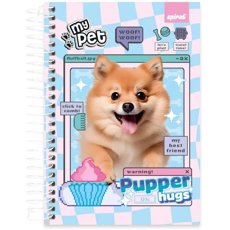 Caderno 1-4 espiral capa dura 1 matéria 160 folhas My Pet 2521146 Spiral Pet - pt 1 un