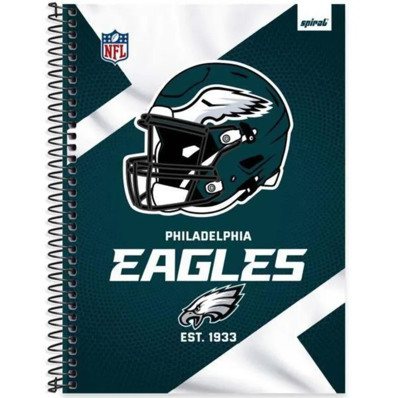 Caderno Universitário Capa Dura 1 x 1 80 Folhas NFL Philadelphia Eagles 2521337 Spiral NFL
