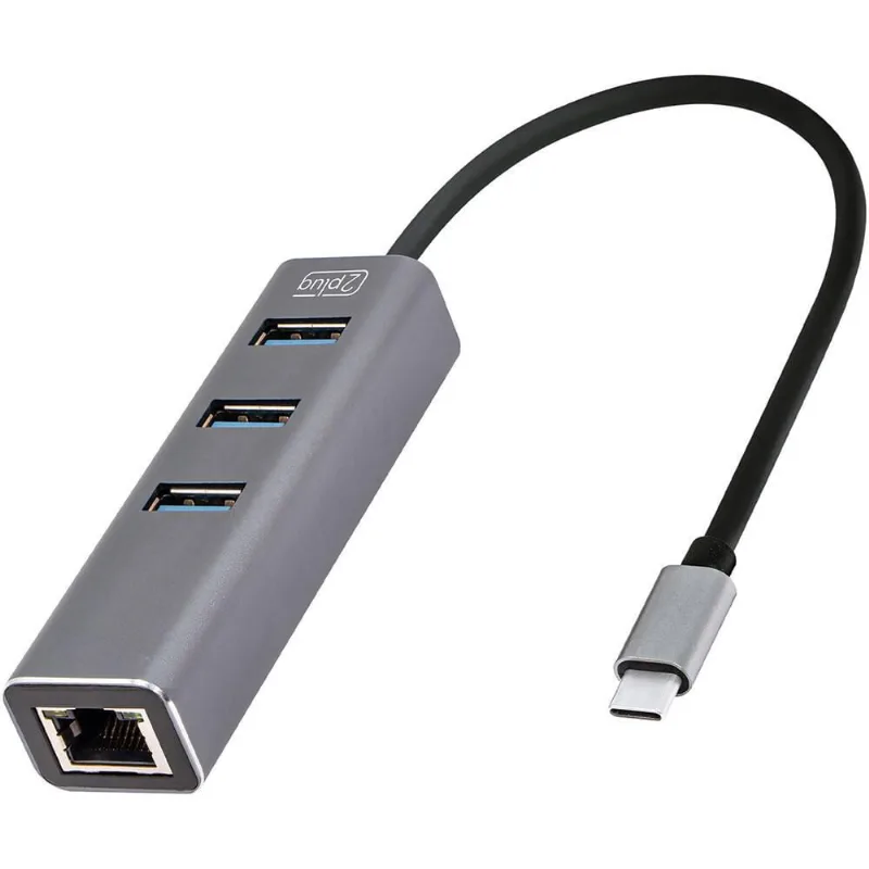 Hub RJ45 1000mbps com3 portas USB3.0 para usb-c 3.1 JL-C3103A 2Plug