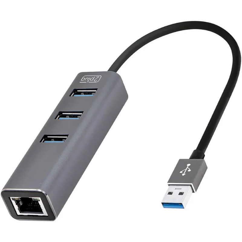 Hub RJ45 1000mbps com 3 portas USB3.0 para USB 3.0 JL-C3103A 2Plug