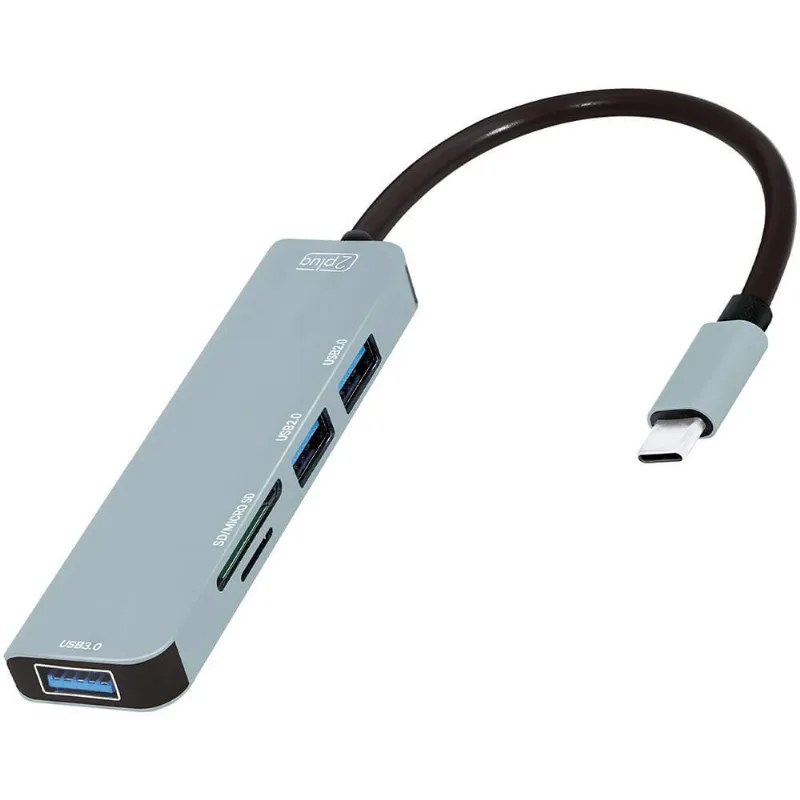 Hub com 2 portas USB 2.0 + 1 porta USB 3.0 + leitor para usb- 2Plug