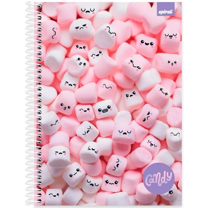 Caderno Universitário Capa Dura 1 x 1 80 Folhas Candy 2523669 Spiral Can