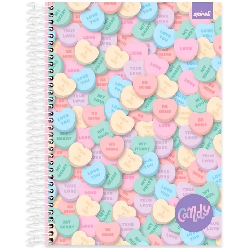 Caderno Universitário Capa Dura 10 x 1 160 Folhas Candy 2523683 Spiral Can