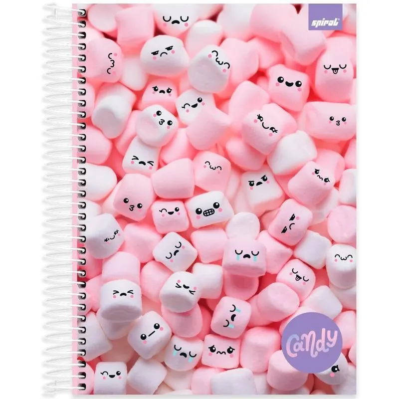 Caderno Universitário Capa Dura 10 x 1 160 Folhas Candy Marshmallow 2523690 Spiral Can