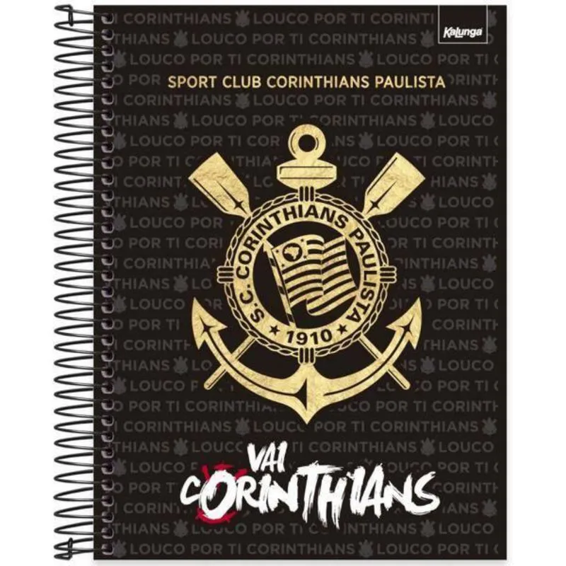 Caderno Universitário Capa Dura 20x1 320 Folhas Corinthians Spiral