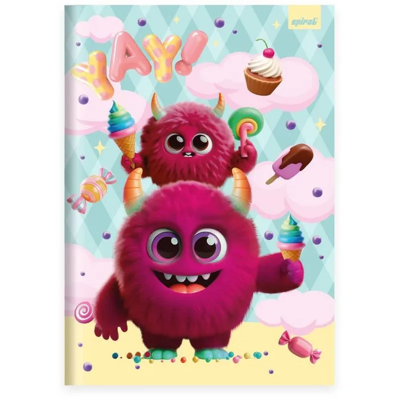 Caderno Universitário Capa Dura Brochura Costurado 80 Folhas Candy Spiral