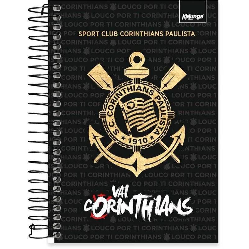 Caderno 1-4 Espiral Capa Dura 1 matéria 80 Folhas Corinthians Spiral