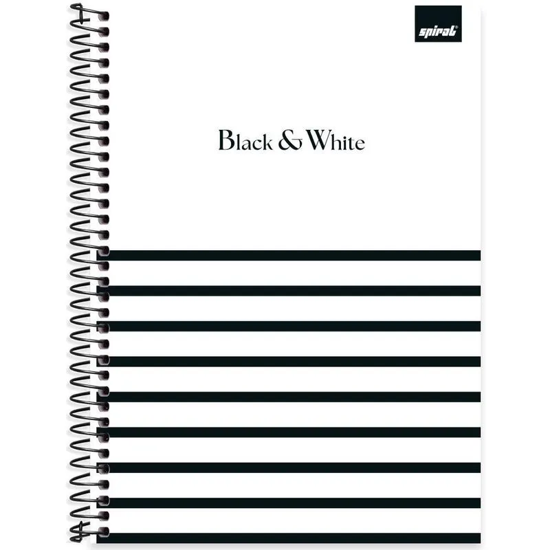 Caderno Universitário Capa Dura 1 x 1 80 Folhas Black & White 2523867 Spiral B&W
