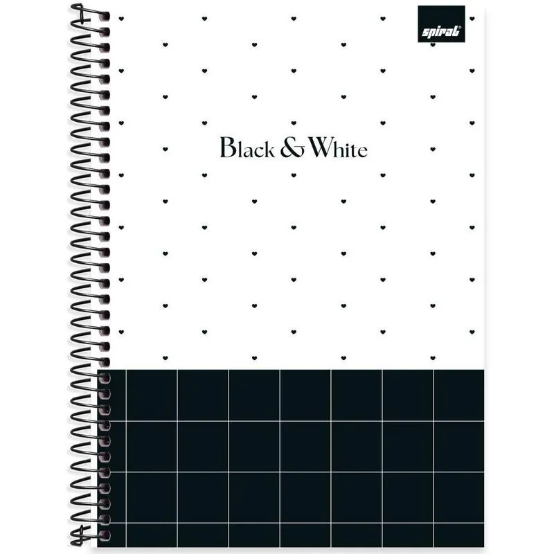 Caderno Universitário Capa Dura 1 x 1 80 Folhas Black & White 2523874 Spiral B&W