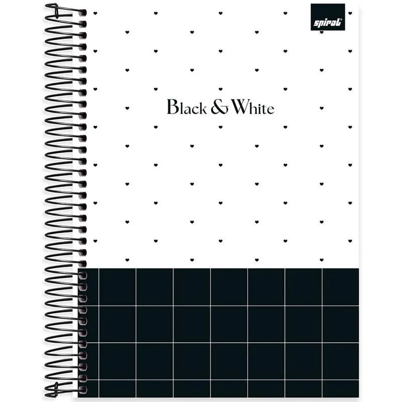 Caderno Universitário Capa Dura 10 x 1 160 Folhas Black & White 2523898 Spiral B&W