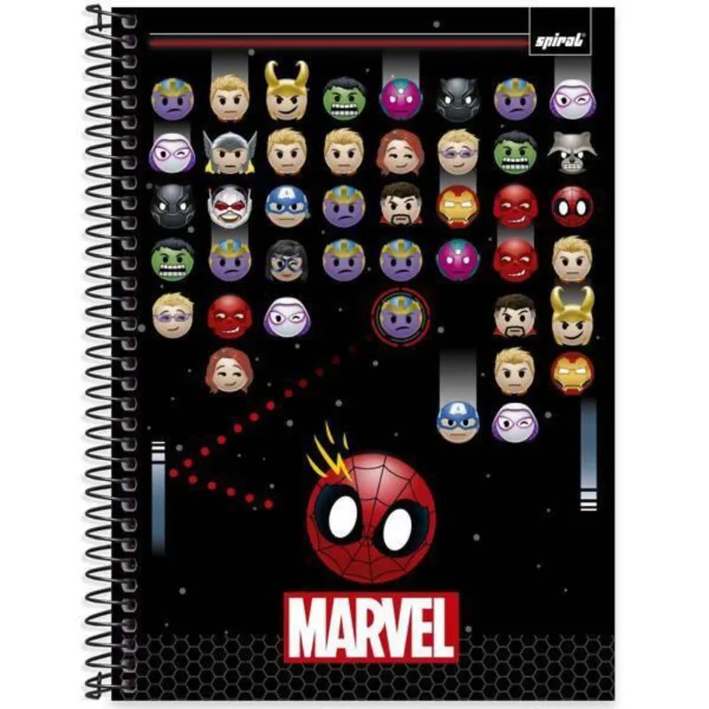 Caderno Universitário Capa Dura 1 x 1 80 Folhas Marvel Emoji 2523980 Spiral Mve