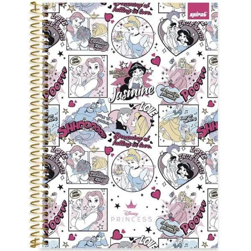 Caderno univ. Capa dura 1x1 80fls Princesas 2524468 Spiral Pn pt 1 un
