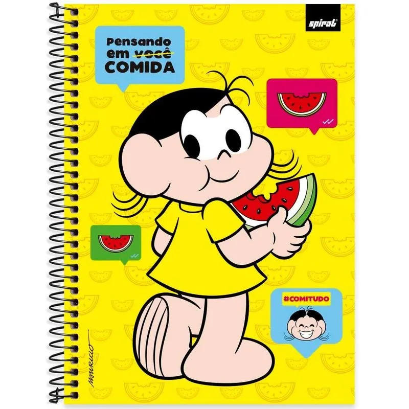 Caderno Universitário Capa Dura 1 x 1 80 Folhas Turma da Mônica Magali 2524512 Spiral Tdm