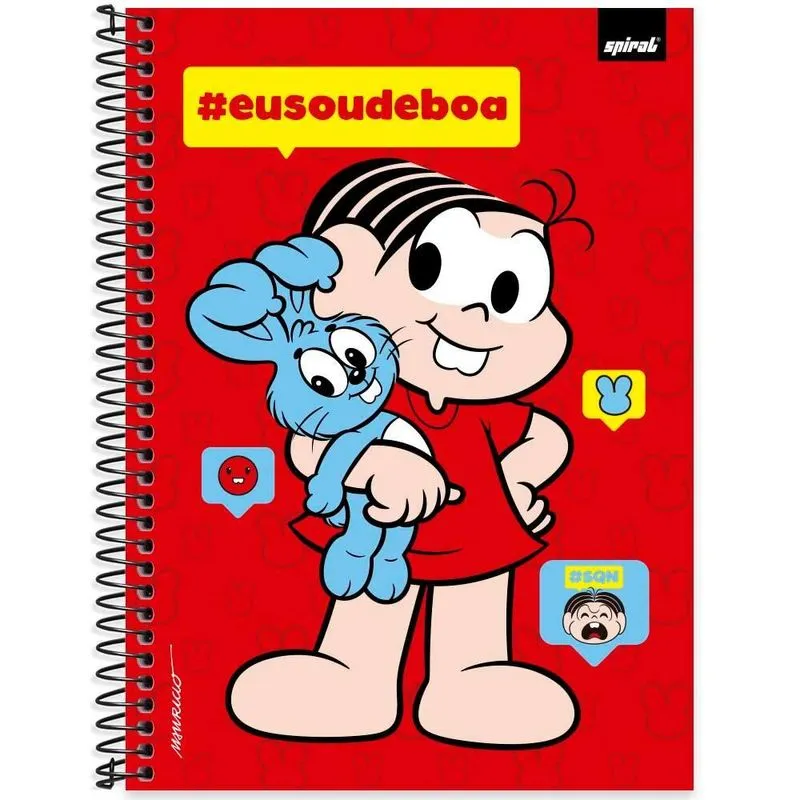 Caderno Universitário Capa Dura 1 x 1 80 Folhas Turma da Mônica Mônica 2524529 Spiral Tdm