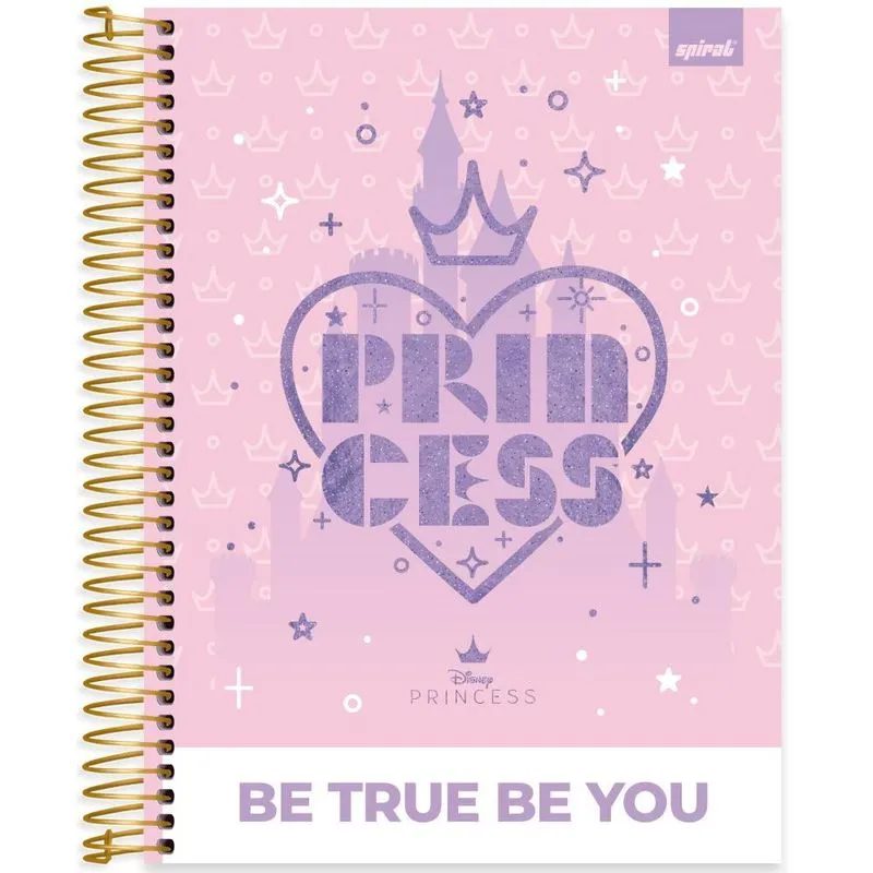 Caderno univ.capa dura 10x1 160fls Princesas 2524659 Spiral Pn