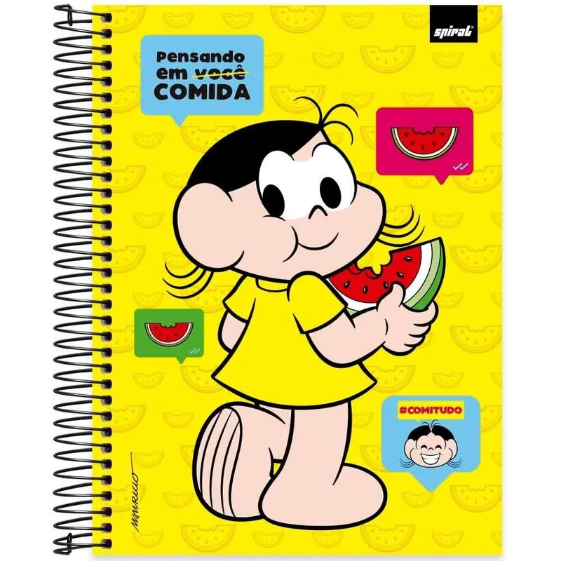 Caderno univ. Capa dura 10x1 160fls T. Mônica 2524727 Spiral Tdm