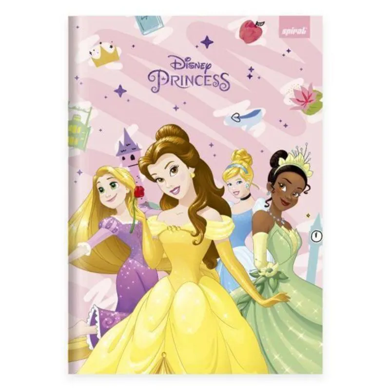 Caderno Univ.C.D. Costurado 80fls Princesas 2524932 Spiral Pn