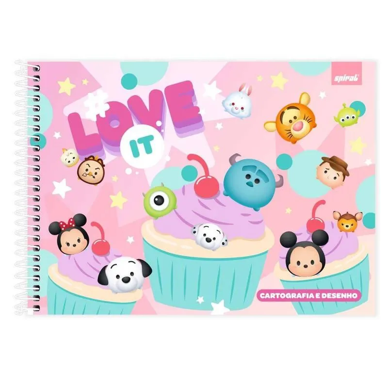 Caderno cartografia capa dura 48fl Tsum Tsum 2525076 Spiral Tsum
