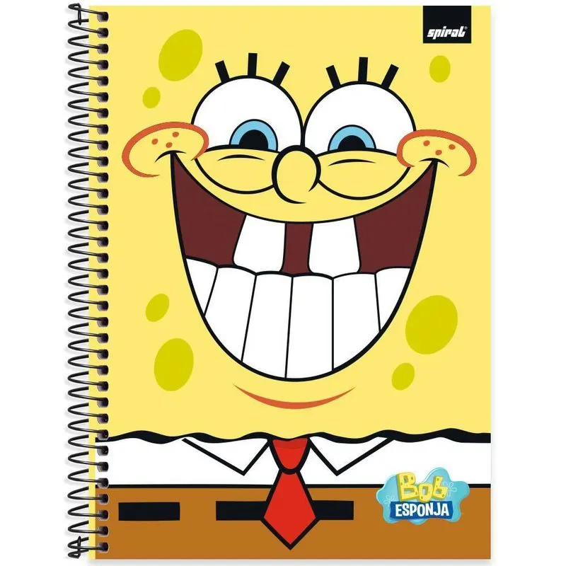 Caderno Universitário Capa Dura 1x1 80 Folhas Bob Esponja Spiral Bob