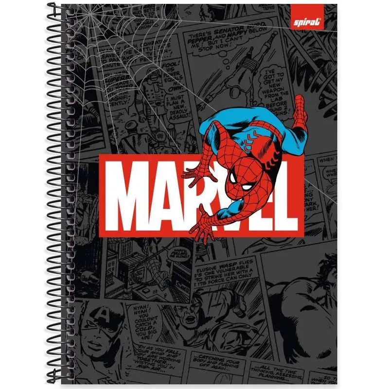 Caderno univ.capa dura 1x1 80fls Marvel Comics 2525656 Spiral Mv