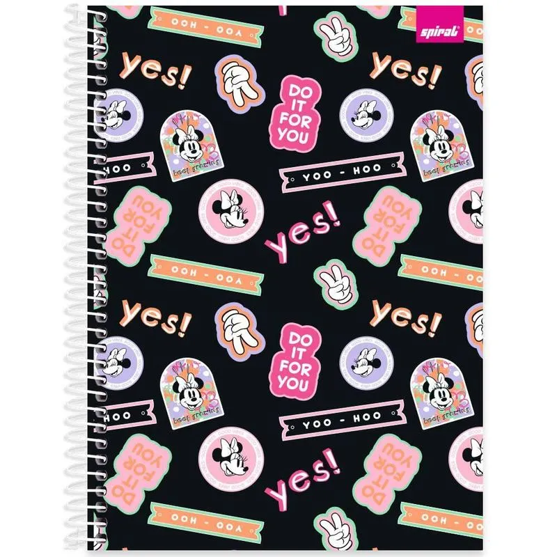 Caderno univ.capa dura 1x1 80fls Minnie Cla 2525670 Spiral Mn