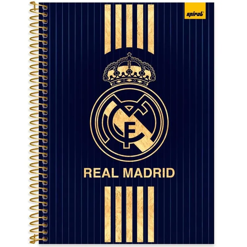 Caderno Universitário Capa Dura 1 x 1 80 Folhas Real Madrid 2525731 Spiral Rea