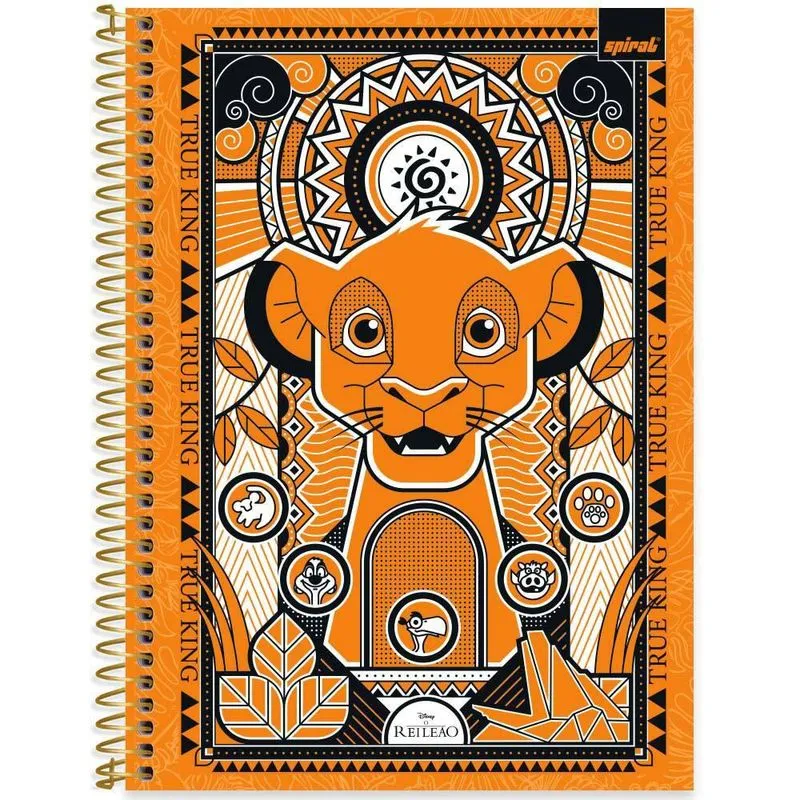 Caderno Universitário Capa Dura 1 x 1 80 Folhas Rei Leão 2525762 Spiral Rei