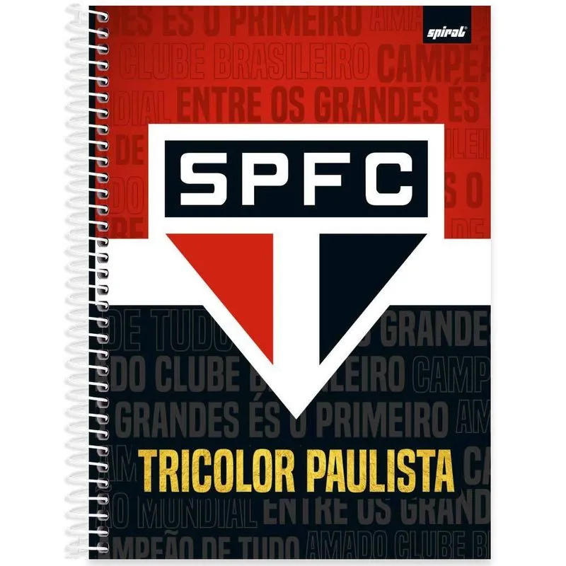 Caderno Universitário Capa Dura 1 x 1 80 Folhas São Paulo Futebol Clube 2525786 Spiral SPFC