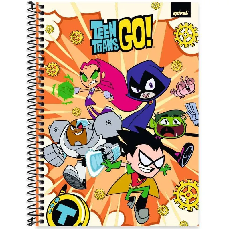 Caderno univ.capa dura 1x1 80fls Titans Go 2525816 Spiral Ttg