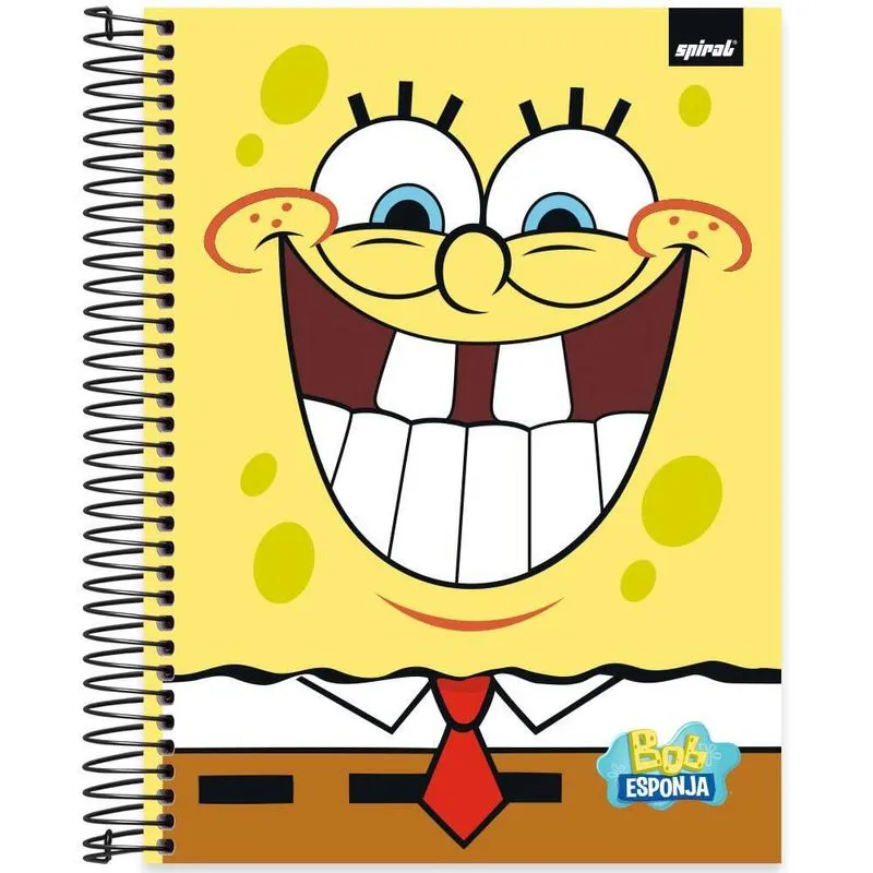 Caderno Universitário Capa Dura 10x1 160 Folhas Bob Esponja Spiral