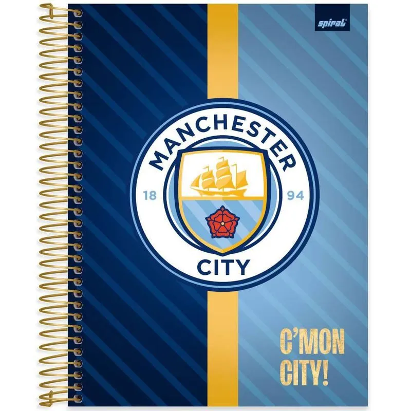 Caderno Universitário Capa Dura 10 x 1 160 Folhas Manchester City 2526059 Spiral Mc
