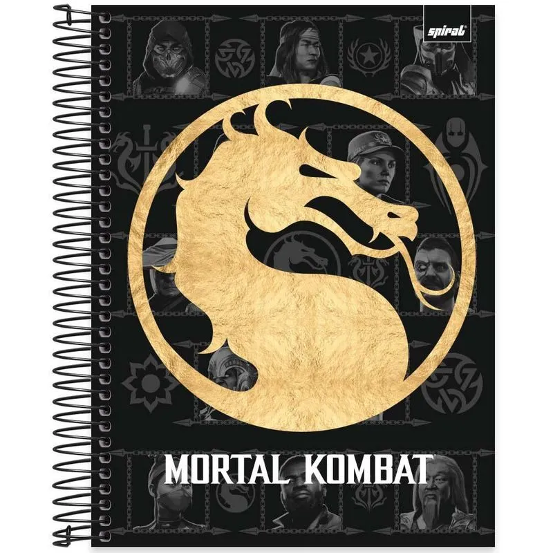 Caderno Universitário Capa Dura 10 x 1 160 Folhas Mortal Kombat 2526110 Spiral Mtk
