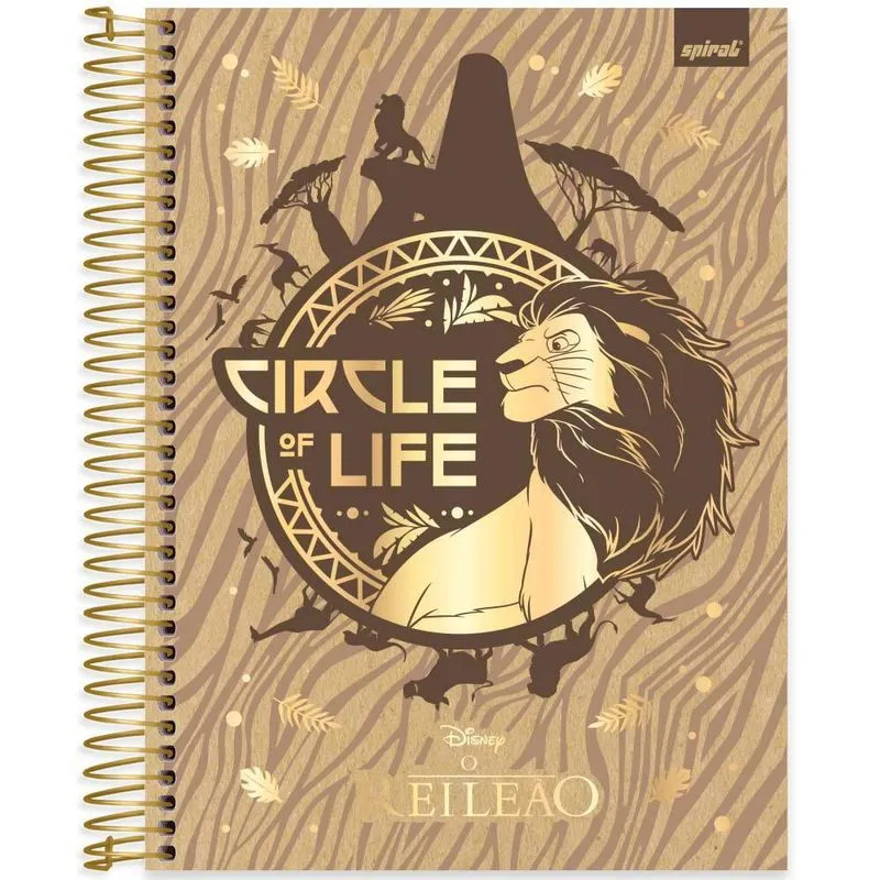 Caderno Universitário Capa Dura 10 x 1 160 folhas Rei Leão 2526165 Spiral Rei