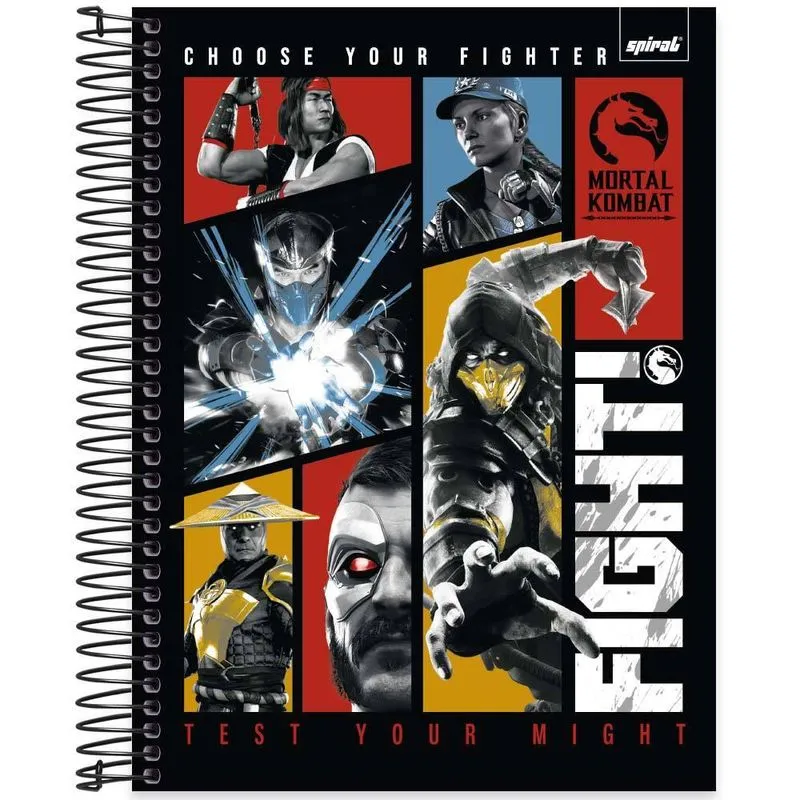 Caderno Universitário Capa Dura 15 x 1 240 Folhas Mortal Kombat 2526301 Spiral Mtk