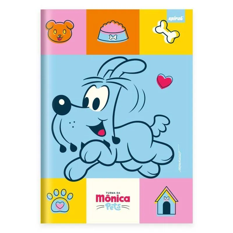 Caderno Universitário Capa Dura Brochura Costurado 80 Folhas Turma da Mônica Pets Spiral