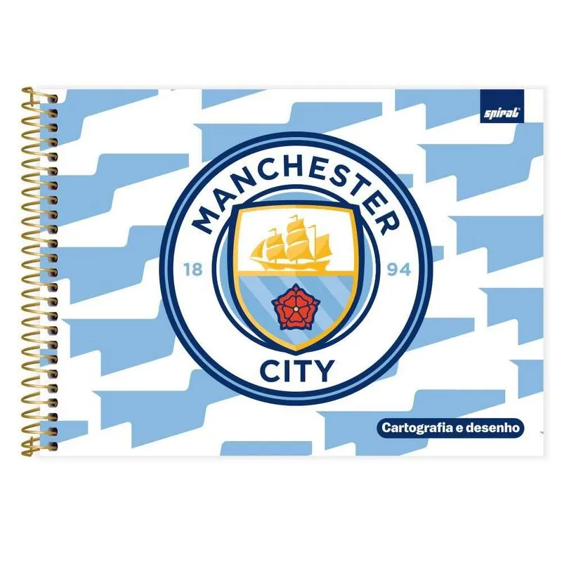 Caderno Cartografia e Desenho Capa Dura 48 Folhas Manchester City 2526776 Spiral Mc