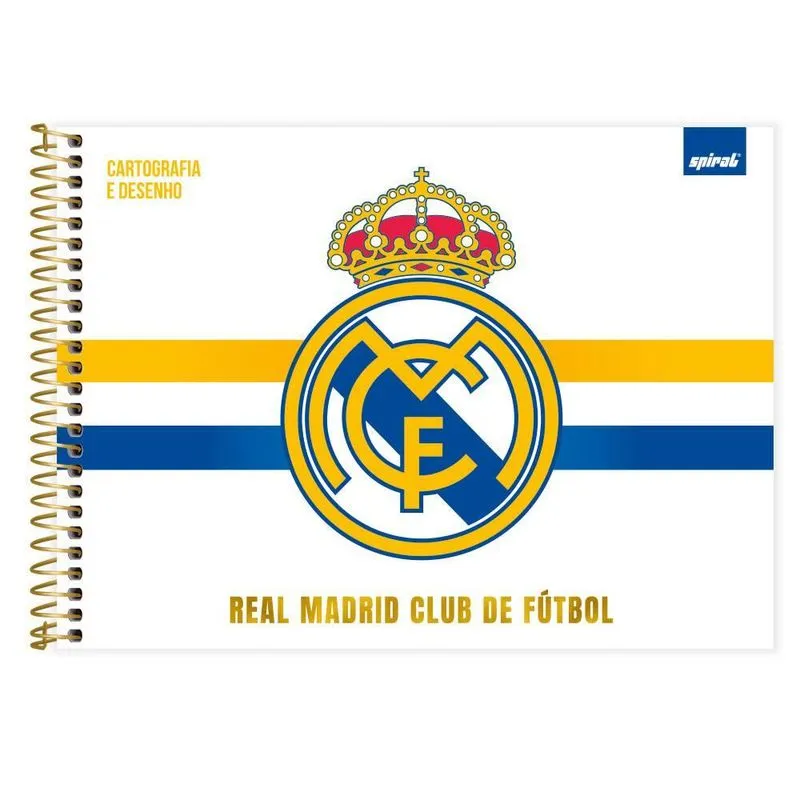 Caderno Cartografia e Desenho Capa Dura 48 Folhas Real Madrid 2526837 Spiral Rea
