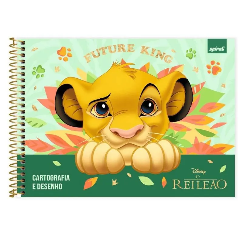 Caderno Cartografia e Desenho Capa Dura 48 Folhas Rei Leão 2526844 Spiral Rei